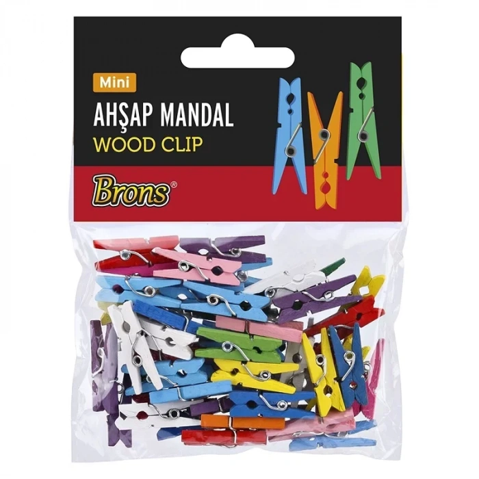 Brons Ahşap Mandal Renkli Mini Br-908