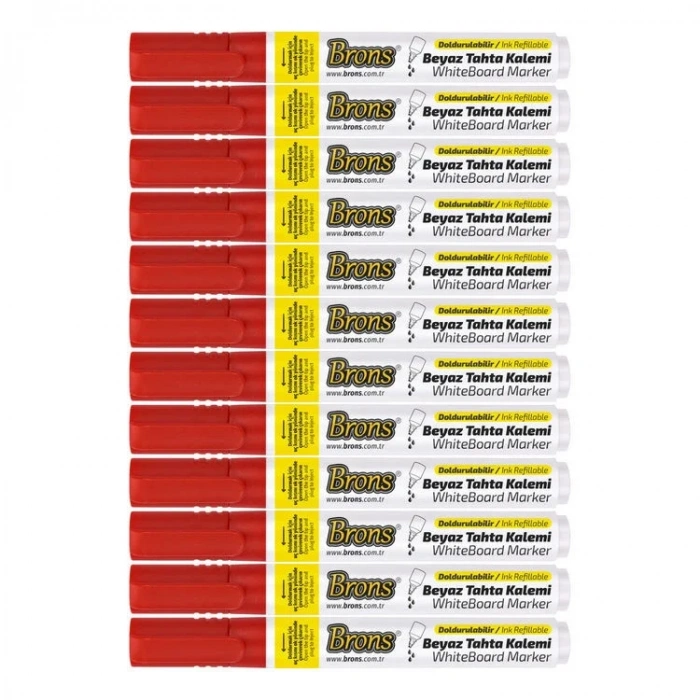 Brons Doldurulabilir Tahta Kalemi Kırmızı 12li Kutu