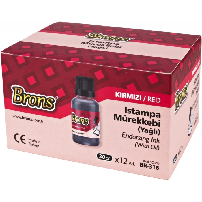BRONS ISTAMPA MÜREKKEBİ KIRMIZI 30 cc BR-316