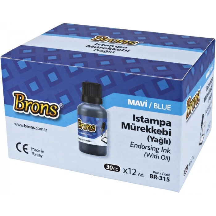 BRONS ISTAMPA MÜREKKEBİ MAVİ 30 cc BR-315