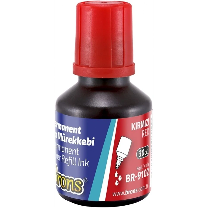 Brons Permanent Marker Mürekkebi 30 cc. KIRMIZI