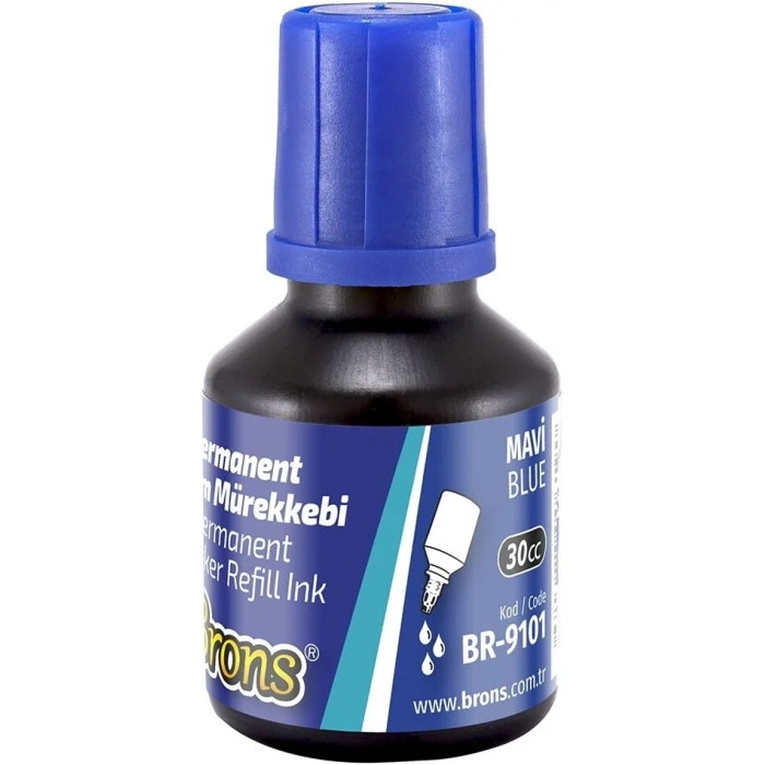 Brons Permanent Marker Mürekkebi 30 cc. MAVİ
