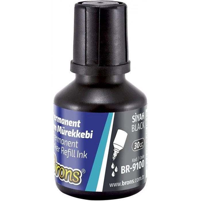 Brons Permanent Marker Mürekkebi 30 cc. SİYAH