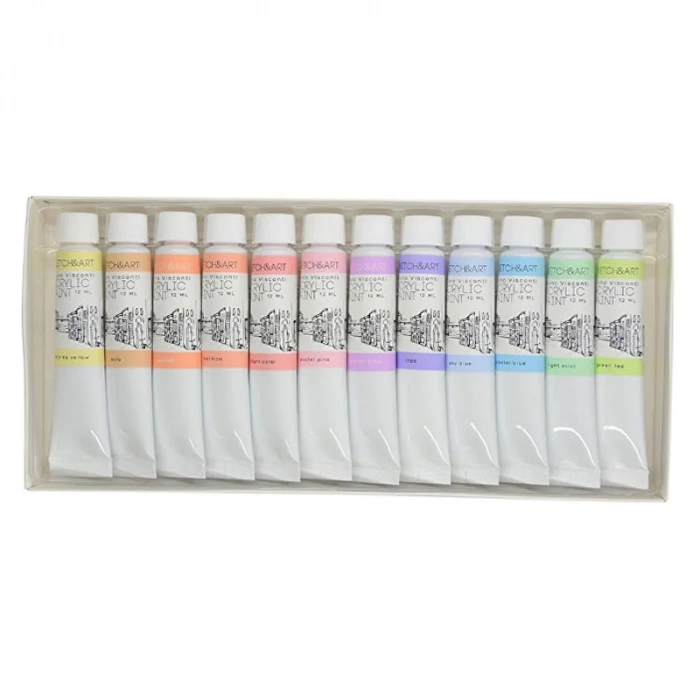 Bruno Visconti Sketch&art Akrilik Boya Seti Pastel Renkler 12x12ml No:70-0055