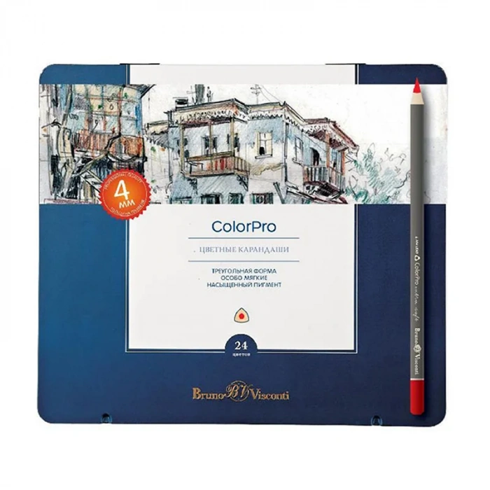 Bruno Visconti Sketch&art Profesyonel Kuru Boya Kalemi 24 Renk Metal Kutuda No: 30-0042