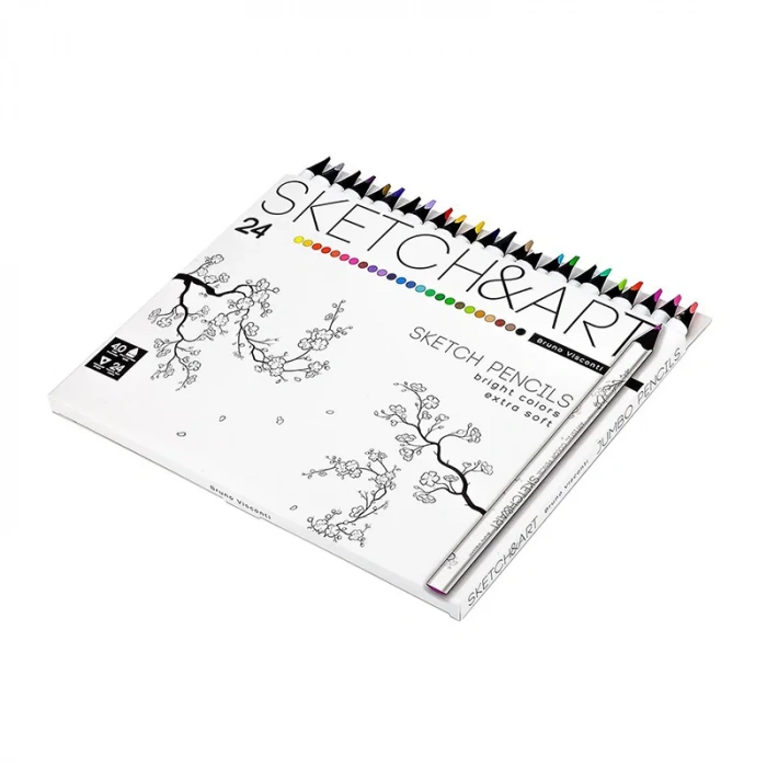 Bruno Visconti Sketch&art Profesyonel Kuru Boya Kalemi Kalın Gövde 4mm 24 Renk No:30-0115