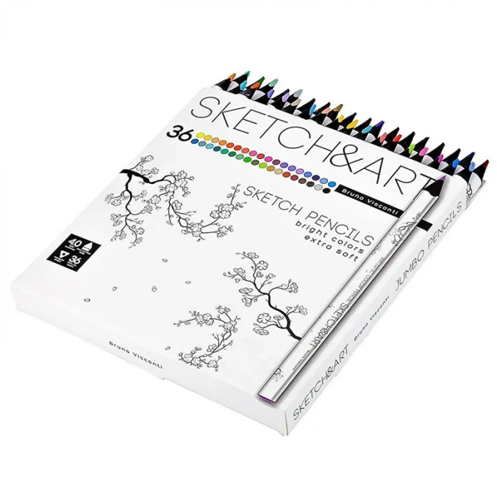 Bruno Visconti Sketch&art Profesyonel Kuru Boya Kalemi Kalın Gövde 4mm 36 Renk No:30-0116