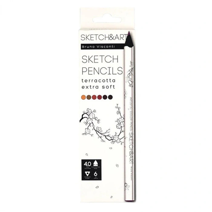 Bruno Visconti Sketch&art Profesyonel Kuru Boya Kalemi Kalın Gövde 4mm Toprak 6 Renk No:30-0118/06