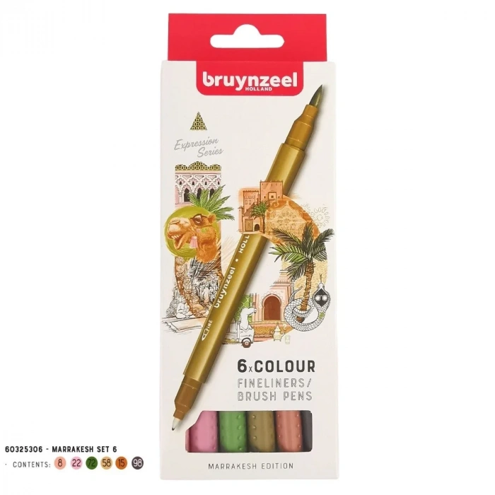 Bruynzeel Çift Taraflı Fırça Uçlu Kalem Seti 6lı - Marrakesh