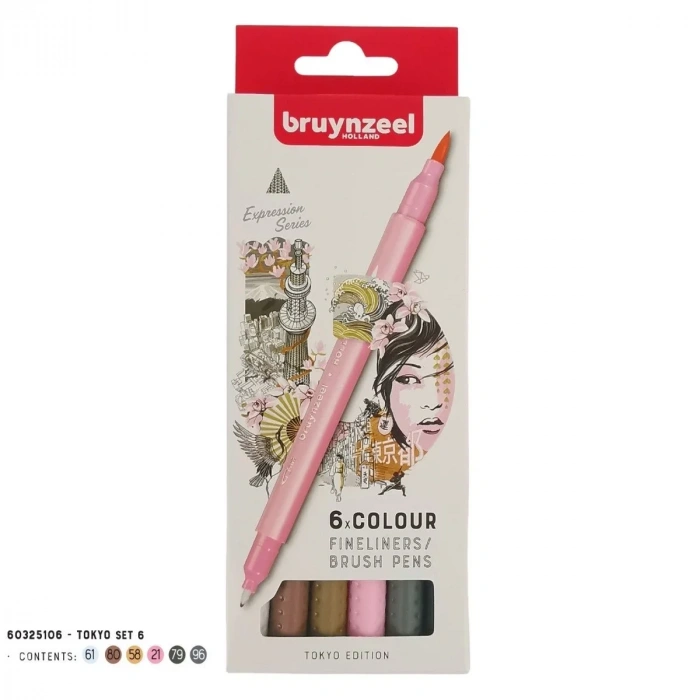Bruynzeel Çift Taraflı Fırça Uçlu Kalem Seti 6lı - Tokyo