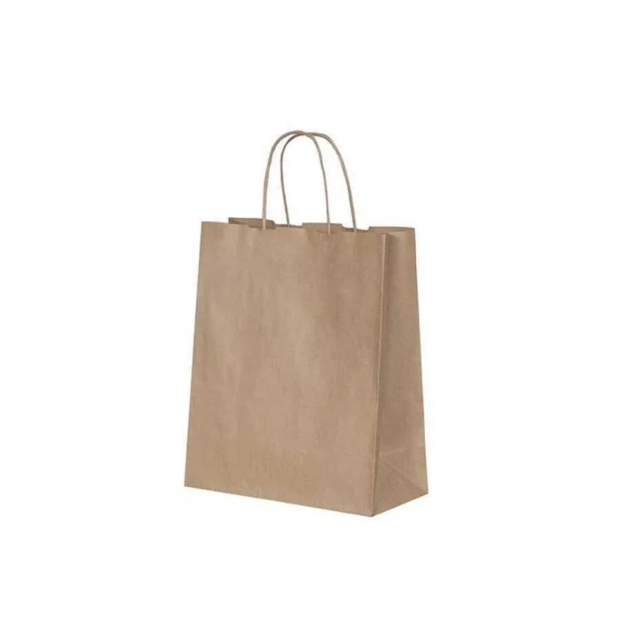 Burgu Saplı Kraft Kağıt Çanta 26x14x29 Cm - 25 Adet
