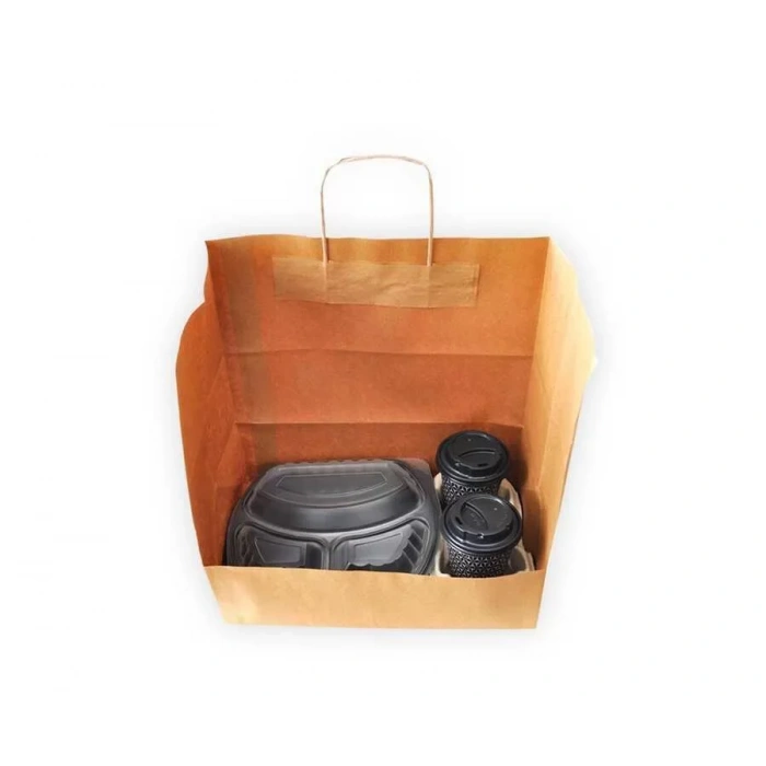 Burgu Saplı Kraft Kağıt Çanta 31x20x33 cm - 25 Adet