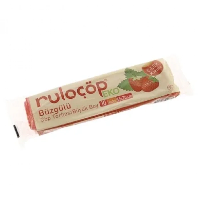Büzgülü Çöp Torbası Büyük Boy Çilek Kokulu ( 65x70 ) 10 Adet