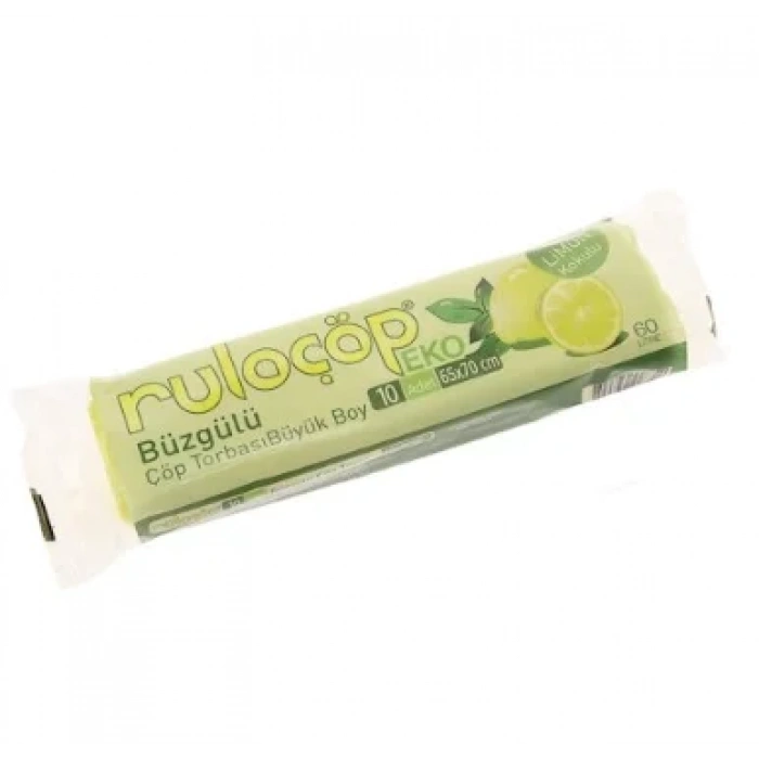 Büzgülü Çöp Torbası Büyük Boy Limon Kokulu 10 Adet ( 65x70 )