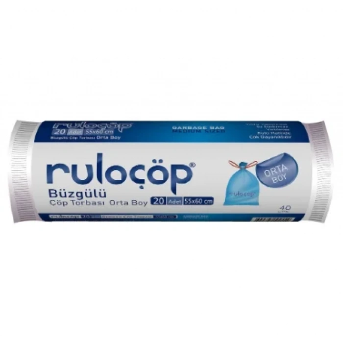 Büzgülü Çöp Torbası Orta Boy Kokusuz 10 Adet ( 55x60 )