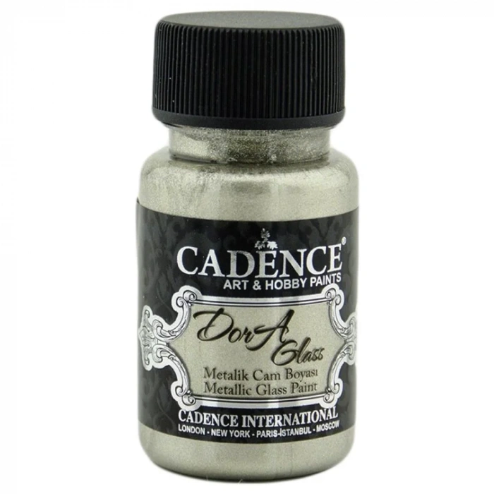 Cadence Dora Glass Metalik Cam Ve Porselen Boyası 50ml 3137 Platin