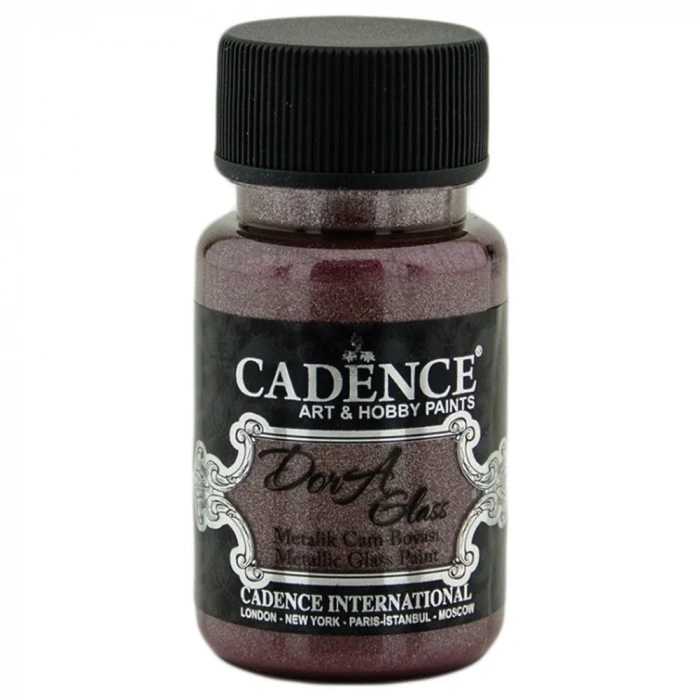 Cadence Dora Glass Metalik Cam Ve Porselen Boyası 50ml 3157 Parlak Vişne