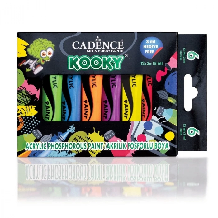 Cadence Kooky Akrilik Boya Seti 6x15ml Fosforlu