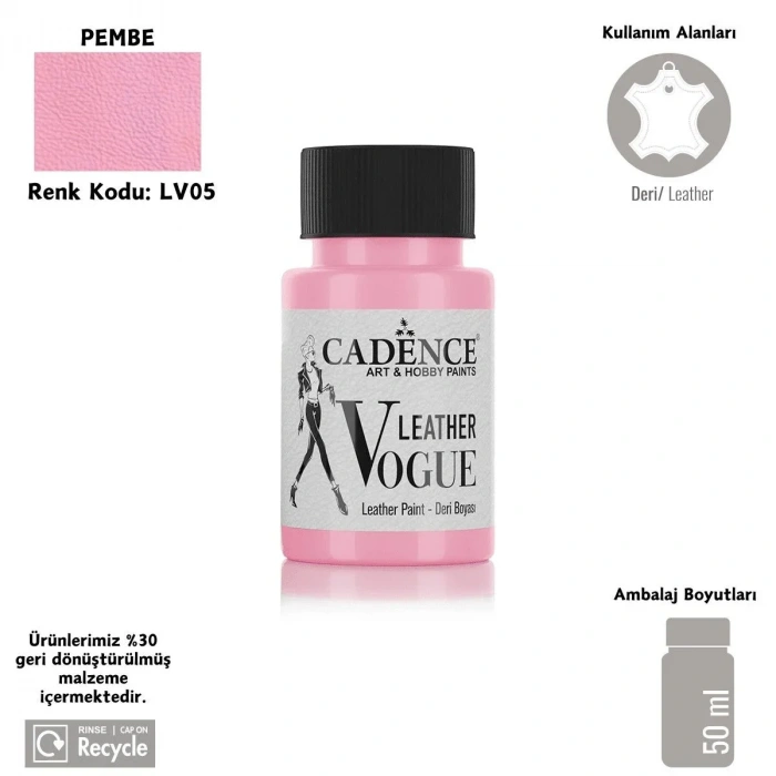 Cadence Leather Vogue Deri Boyasi 50ml LV-05 Pembe