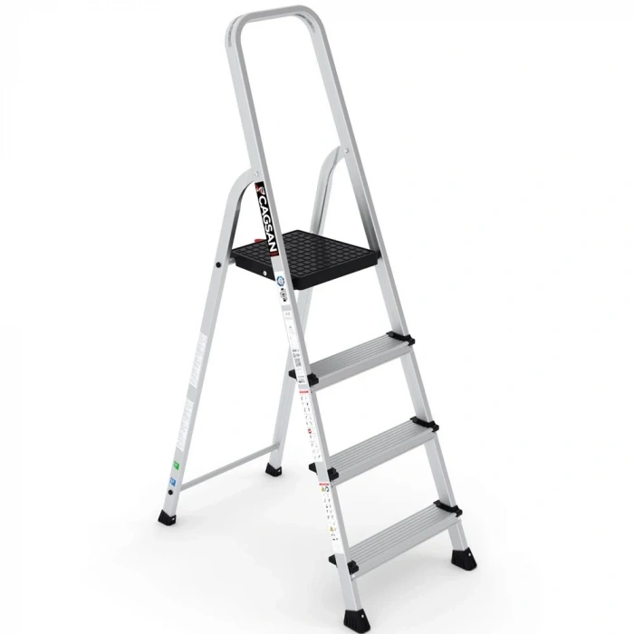 Çağsan Bergama Tablalı Alüminyum Merdiven 3+1 Basamaklı - BG3