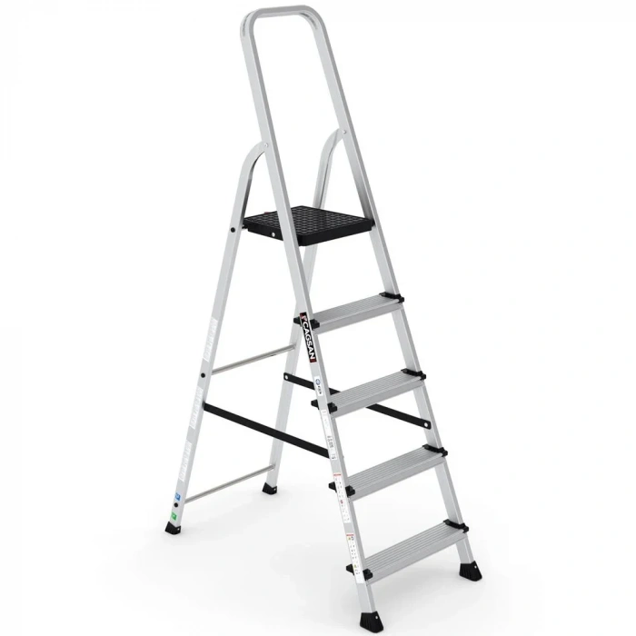 Çağsan Bergama Tablalı Alüminyum Merdiven 4+1 Basamaklı - BG4