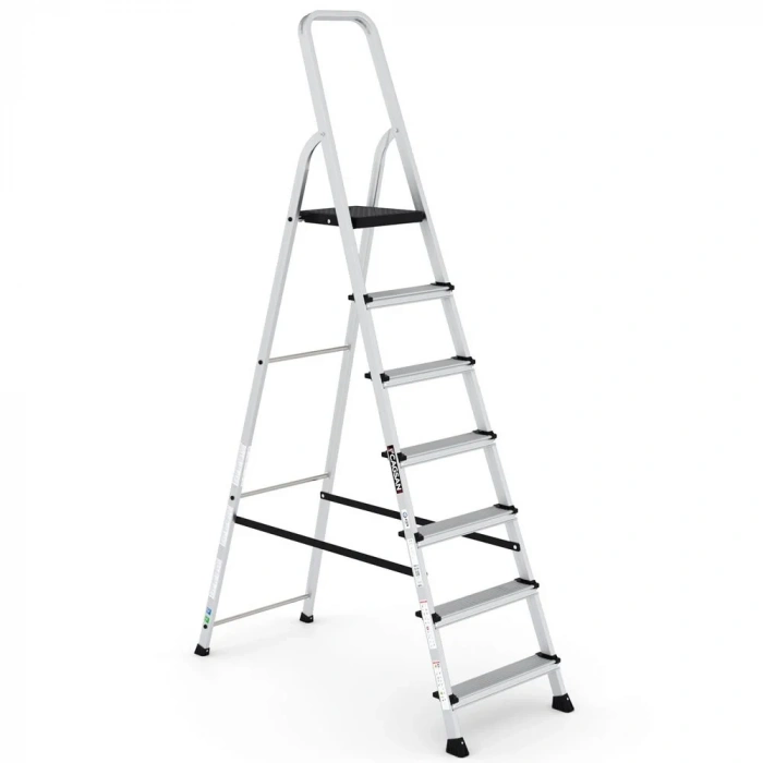 Çağsan Bergama Tablalı Alüminyum Merdiven 6+1 Basamaklı - BG6