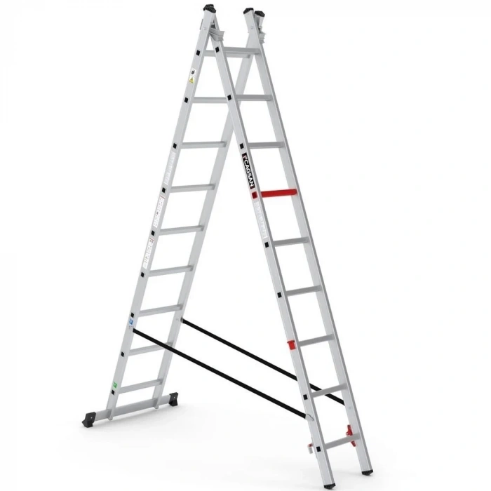 Çağsan Duomax İki Parçalı Çok Amaçlı Alüminyum Merdiven 2x9 Basamaklı - TSA85