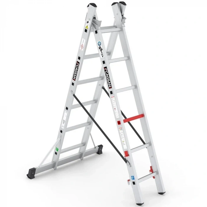 Çağsan İki Parçalı Çok Amaçlı Alüminyum Merdiven 2x6 Basamaklı - TSA4