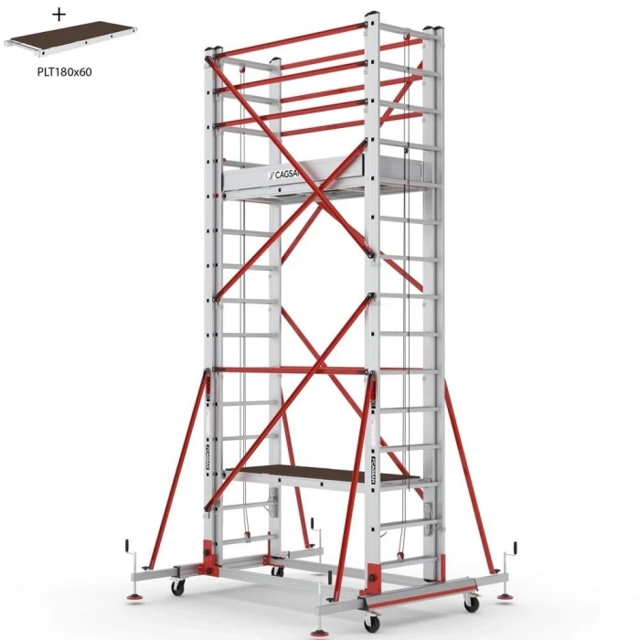 Çağsan Telesafe XL Premium İki Parçalı Alüminyum İskele 2x10 Basamaklı - S005_XLN_PR