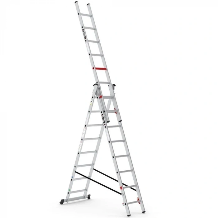 Çağsan Triomax Üç Parçalı Çok Amaçlı Alüminyum Merdiven 3x8 Basamaklı - TS165