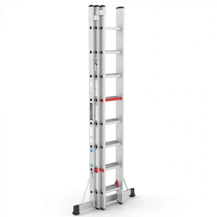 Çağsan Üç Parçalı Sürgülü Alüminyum Merdiven 3x8 Basamaklı - TS075