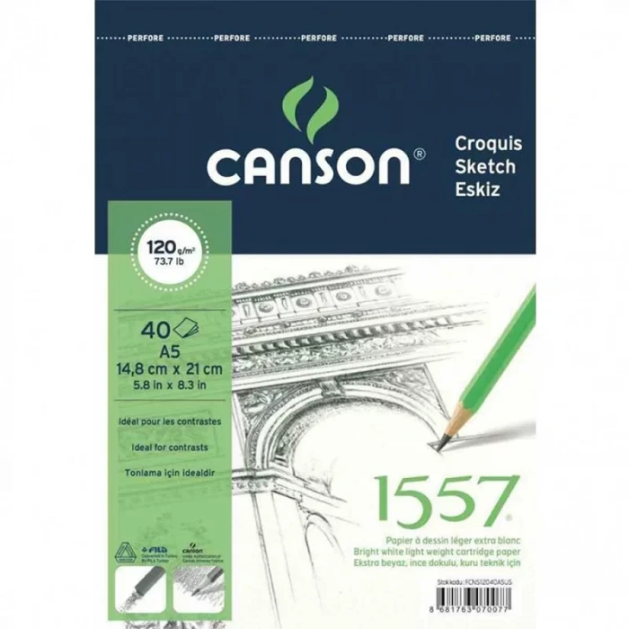 Canson 1557 A5 40 Yp Resim Ve Çizim Blok 12040a5