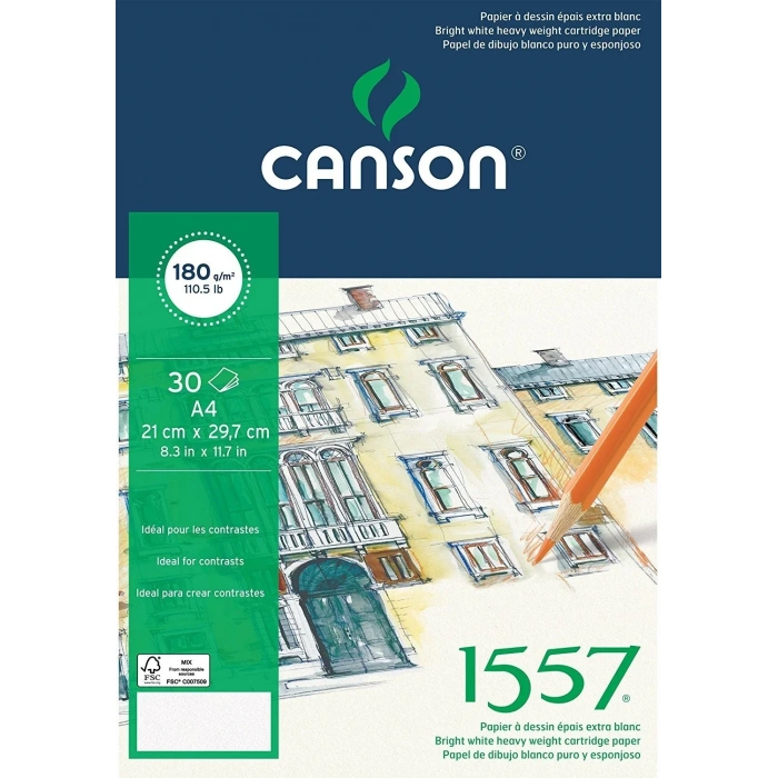 Canson 1557 Eskiz Çizim Defteri A4 180gr 20yp Spiralli