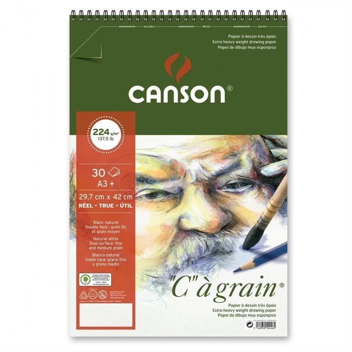 Canson C à grain Eskiz Çizim Defteri A3+ 224gr 30yp Spiralli
