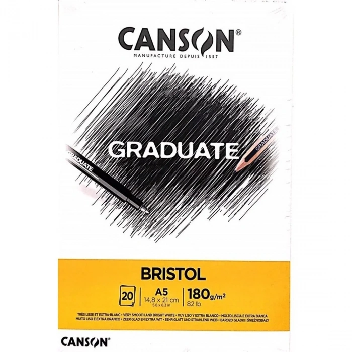 Canson Graduate Bristol Çizim Defteri A5 180gr 20yp