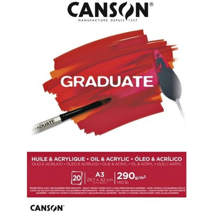 Canson Graduate Huile Acrylique Defter A3 290gr 20yp