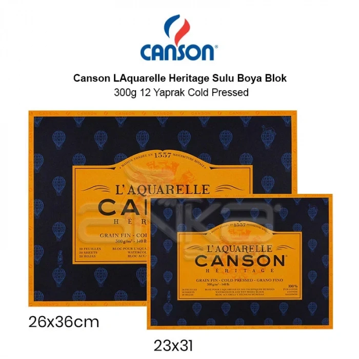 Canson LAquarelle Heritage Sulu Boya Blok 300g 12 Yaprak Cold Pressed