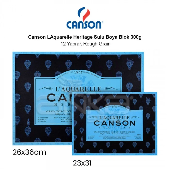 Canson Laquarelle Heritage Sulu Boya Blok 300g 12 Yaprak Rough Grain