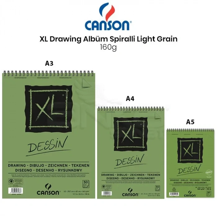 Canson Xl Dessin Albüm Spiralli Light Grain 160g