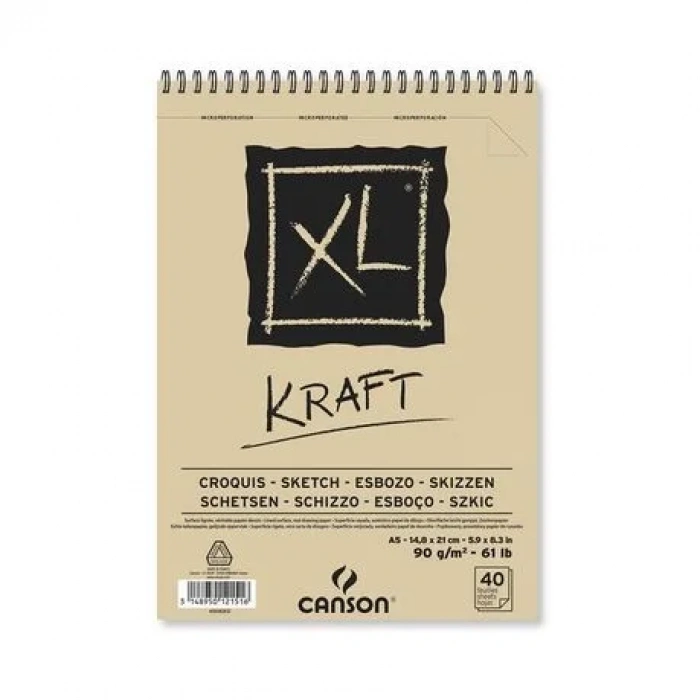 Canson XL Kraft Eskiz Defteri A5 90gr 40yp Spiralli