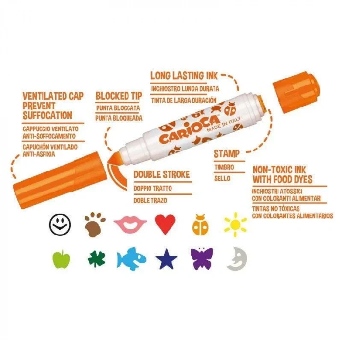 Carioca 42240 Stamperello Keçeli Kalem+damga 12 Renk