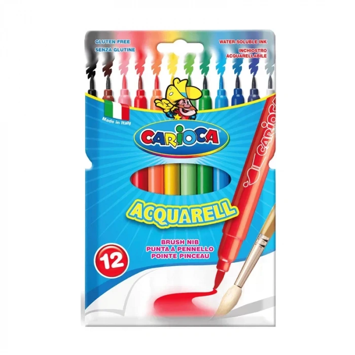 Carioca 42747 AcQuarell Fırça Uçlu Keçeli Kalem 12 Renk