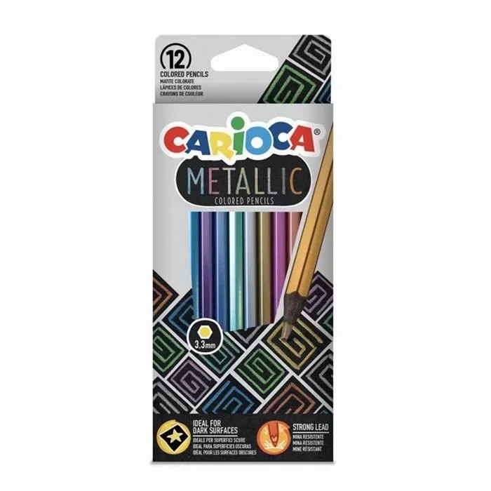Carioca 43164 Metalik Kuru Boya Kalemi 12 Renk