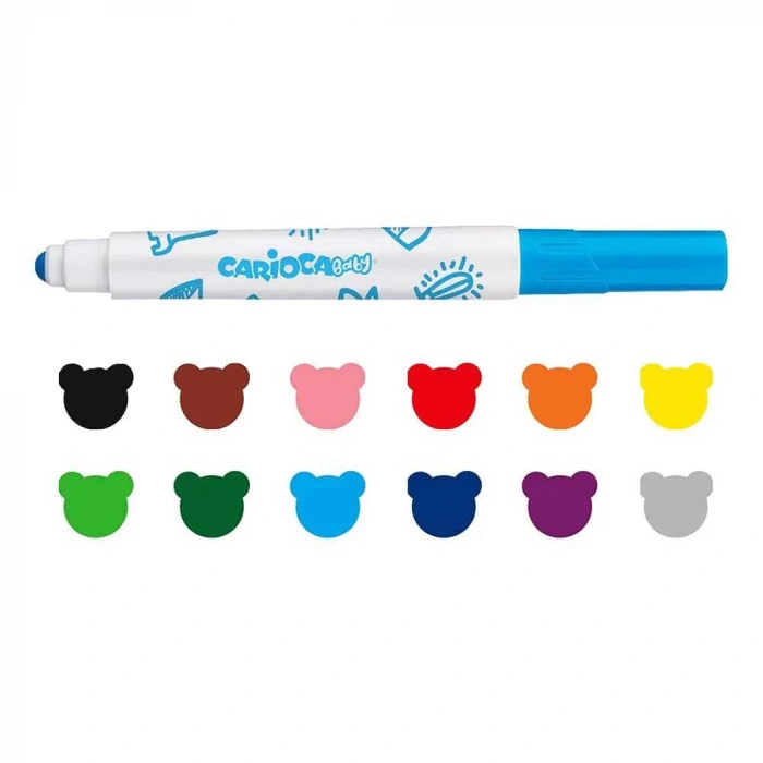 Carioca Baby Keçeli Boya Kalemi Jumbo Süper Yıkanabilir 12li