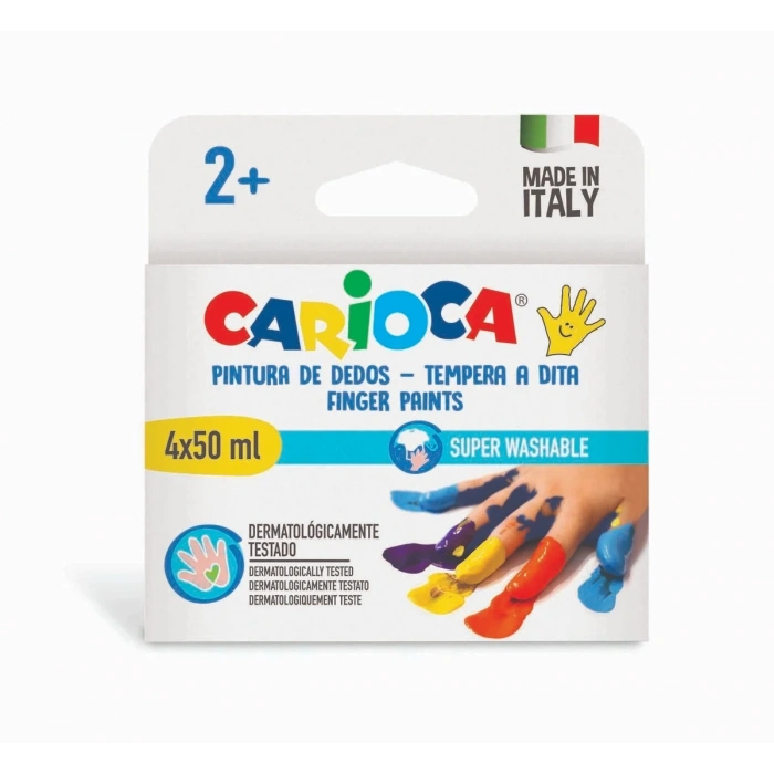 Carioca Baby Yıkanabilir Parmak Boyası 4 Renk x 50 ml. 2+ Yaş