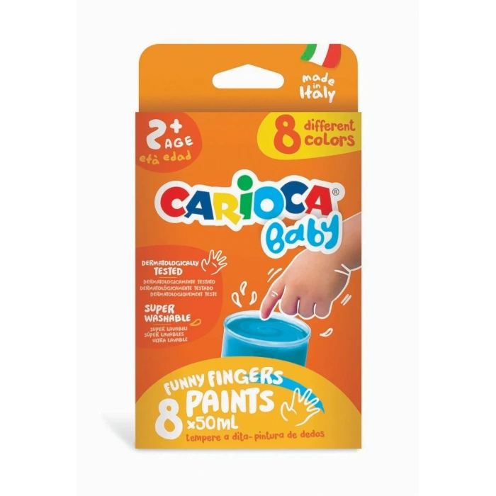Carioca Baby Yıkanabilir Parmak Boyası 8 Renk x 50 ml. 2+ Yaş