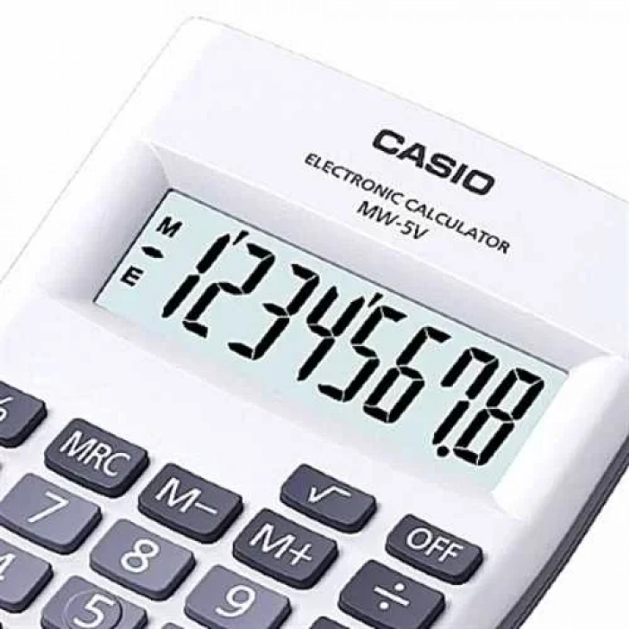 Casio Mw-5v-we Beyaz Renkli Mini Masaüstü Hesap Makinesi (8 Haneli)