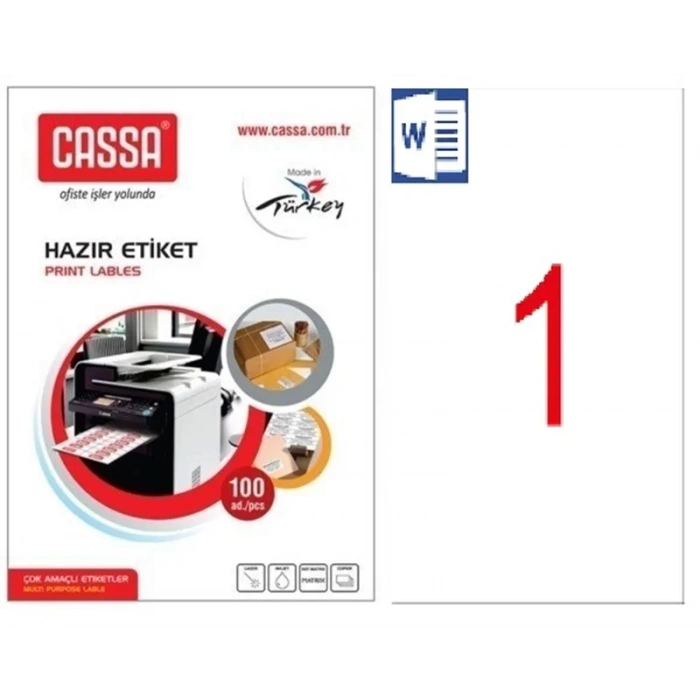 Cassa Laser Etiket 210x297mm 1x100 100 Adet