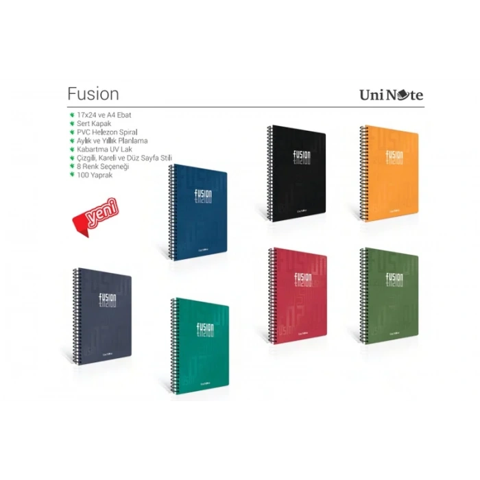 Çınar Fusion Spiralli Sert Kapak Defter A4 Çizgili 100 Yaprak (55256)