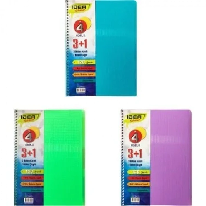 Çınar İdea Spiralli Defter A4 3+1 Bölme 120 Yaprak (63005)